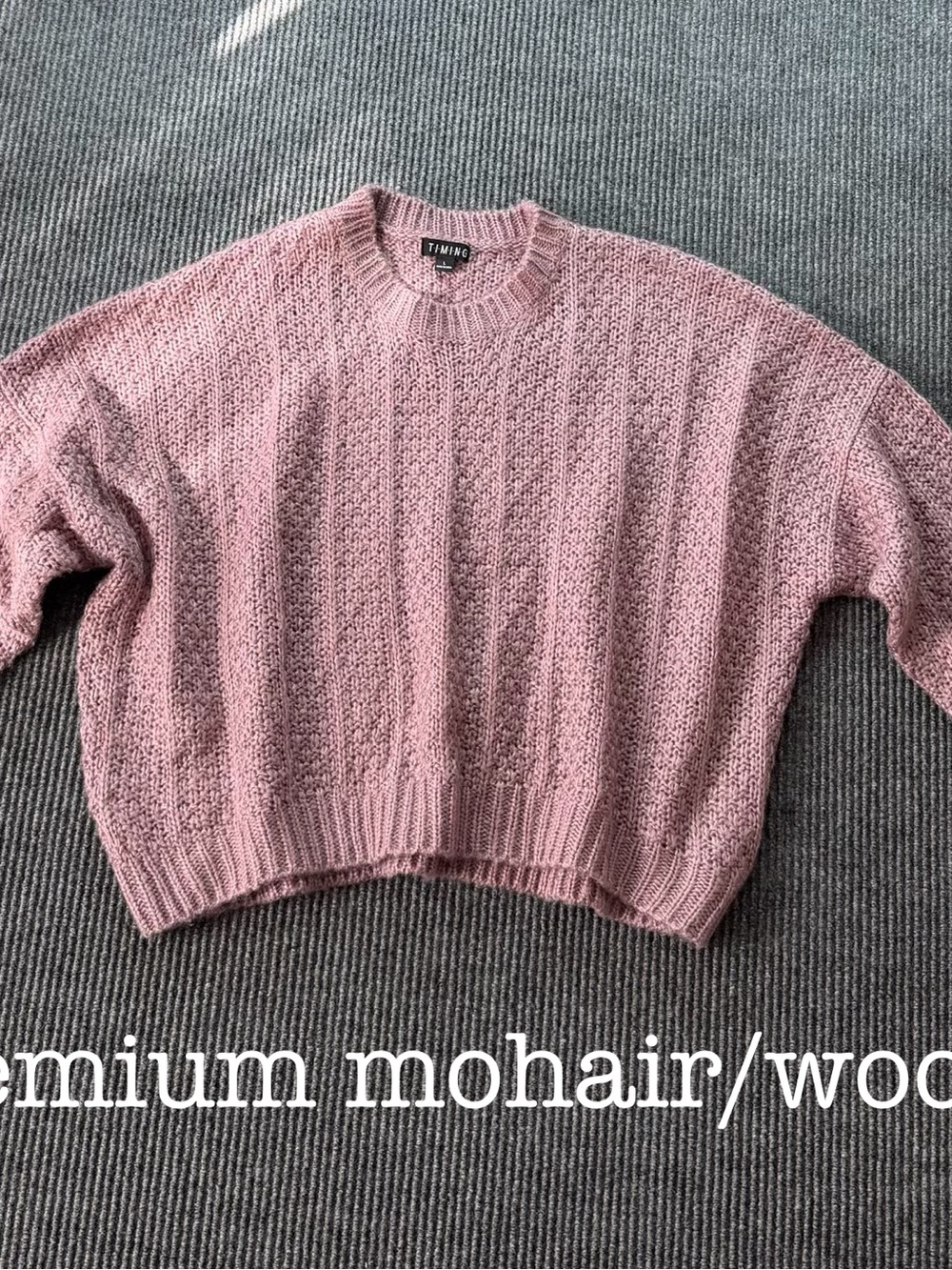 Timing Pink Textured Crewneck Sweater